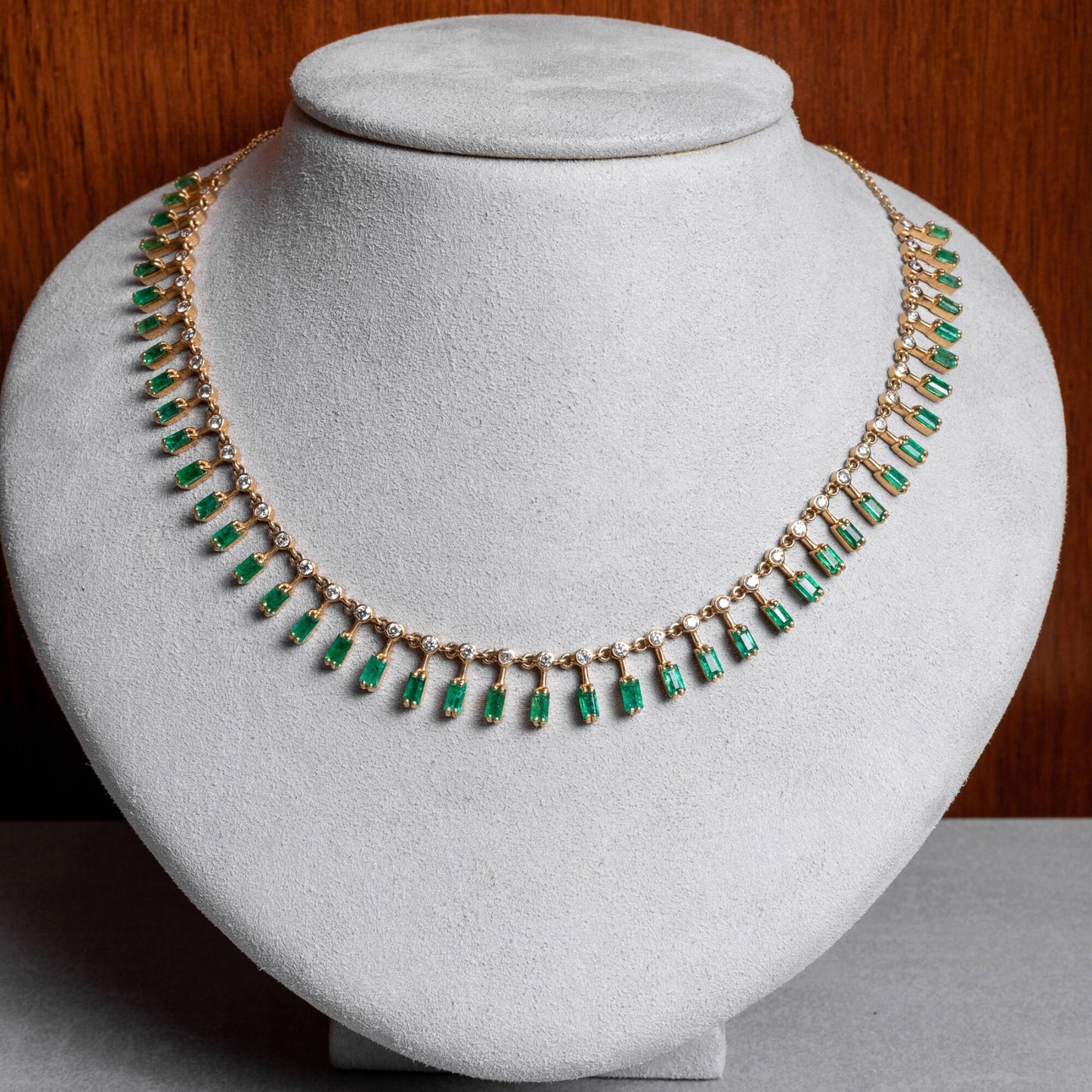 Natural Emerald baguette cut Gemstone Solid 14k Gold Handmade Necklace/Emerald necklace /Birthday /Christmas/Engagement/Gift For Anniversary