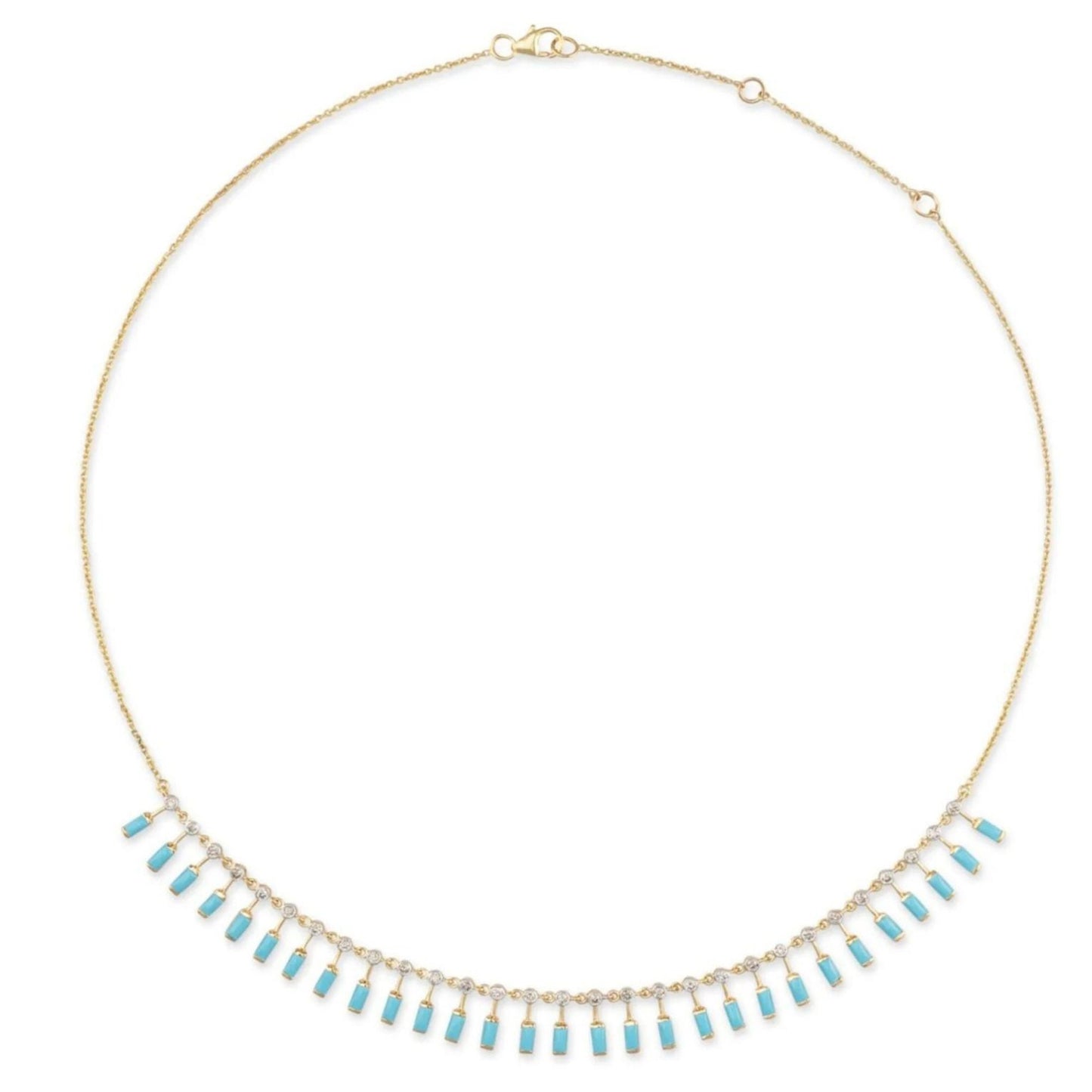 Turquoise Baguette Choker Necklace: 925 Sterling Silver, 10k/14k Gold