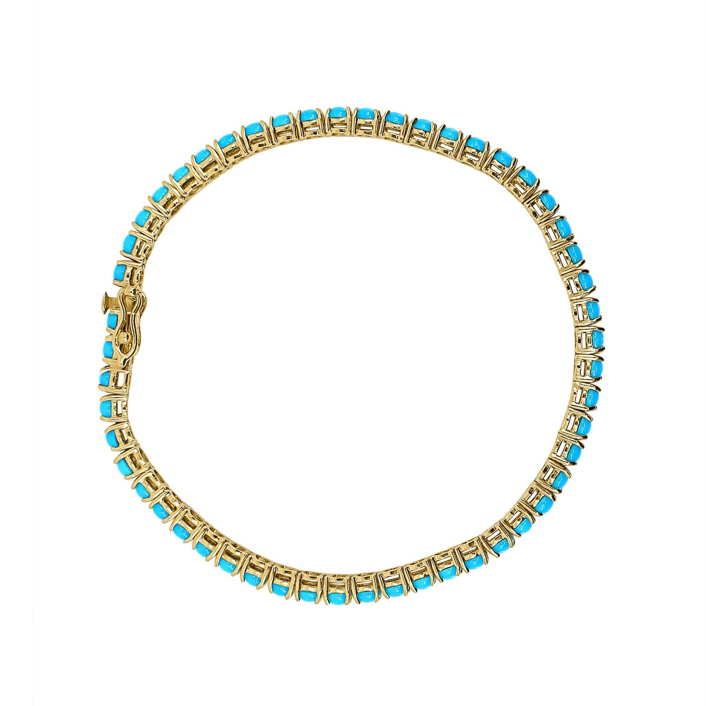 Turquoise 14K Gold plated Tennis Bracelet Round turquoise tennis bracelet gold | Art Deco vintage turquoise bracelet gold turquoise bracelet