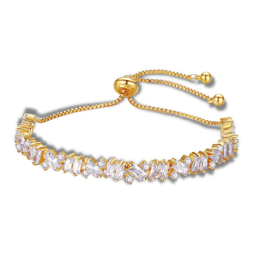 Bolo Adjustable Bracelet, Baguette Cut Diamond bracelet, 925 Solid Silver, Baguette Diamond Bracelet, Elegant Bracelet, Gift For Her