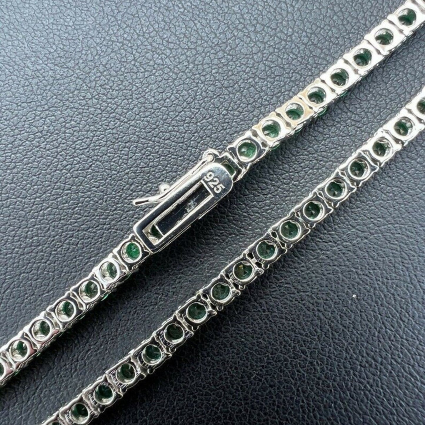 Silver Emerald Tennis Baguette Necklace, Emerald Green Choker, Waterproof Jewelry, Gemstone Zircon Necklace, Tennis Choker Neckloace