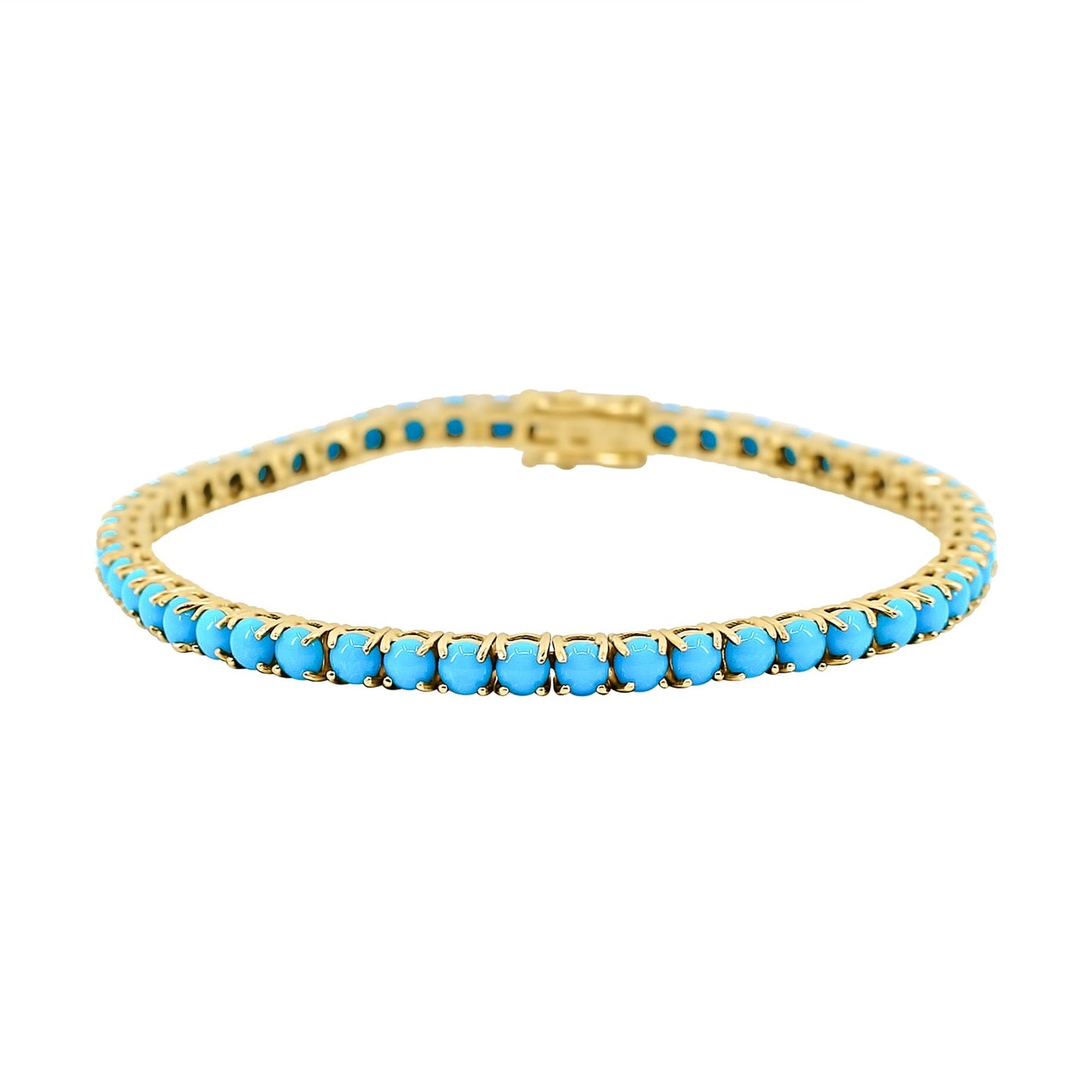 Turquoise 14K Gold plated Tennis Bracelet Round turquoise tennis bracelet gold | Art Deco vintage turquoise bracelet gold turquoise bracelet