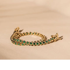 14K Gold Emerald Tennis Bracelet: Bezel Set Layering Bracelet