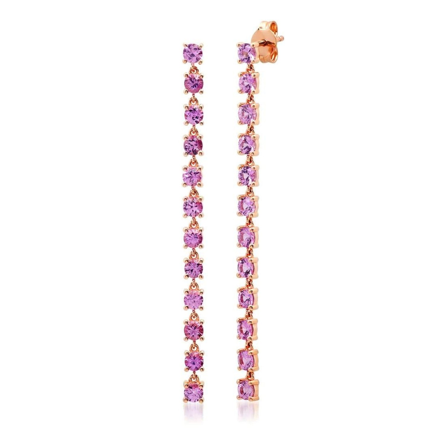 pink sapphire link silver earrings Natural pink sapphire prong set earrings gold 2.5mm Pink Gemstone link earrings Gemstone for Girls Women