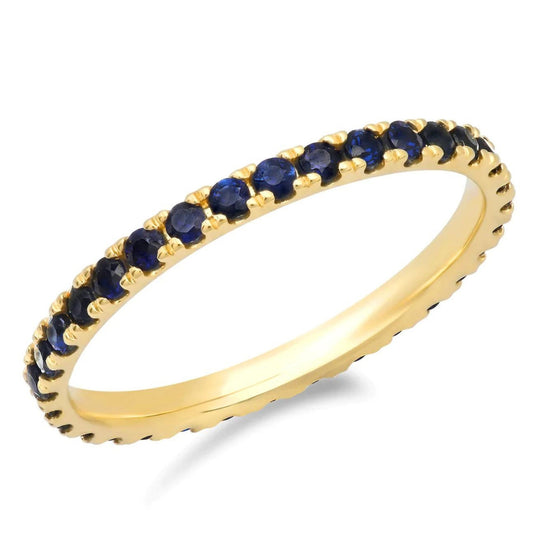Blue Sapphire Full Eternity Band: Sterling Silver Pave Ring