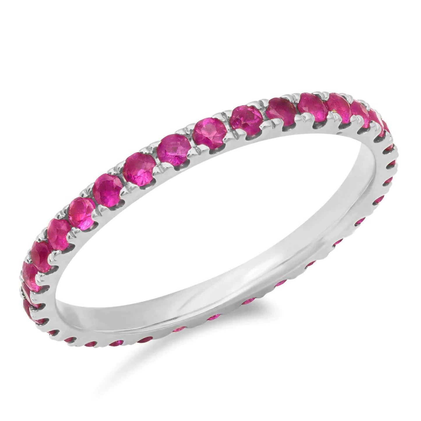 Natural 2MM Ruby Eternity Band - Micro Pave Ruby Eternity Band Available as 14k Rose Gold, White Gold or Yellow Gold