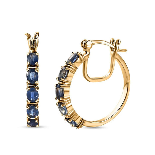 Large Sterling Silver Huggie Hoop Earrings with Sapphire Blue, Simple Hoop Earrings, Sapphire Blue Large Hoop Earrings, 25mm Oversize Hoops