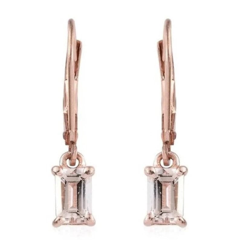 Morganite Lever Back Earrings in Silver & Rose Gold, Perfect Gift for Mom or Her