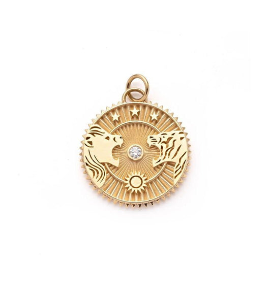 Lion Star Silver Gold Plated Pendant Silver lion Gold Pendant Lion Coin Necklace Gold Vermeil Minimalist Necklace Disc Necklace