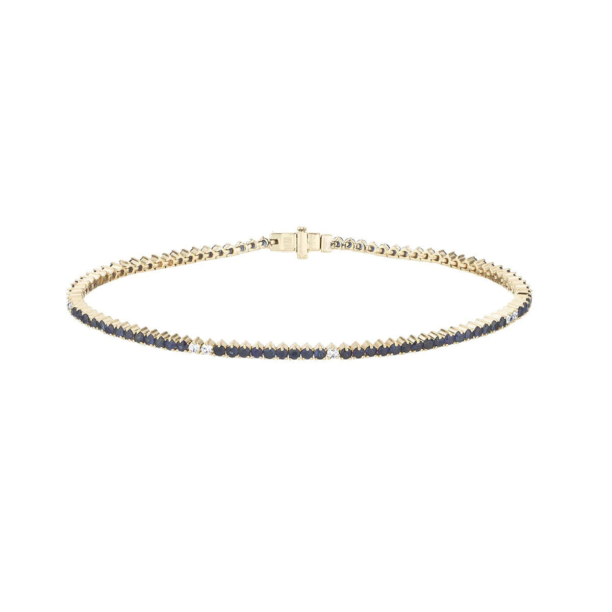 Blue Sapphire & Alternate Diamond Tennis Bracelets in Silver Gold Plated Gift For Her Diamond Bracelets Gold Tennis Bracelet Mom Gift