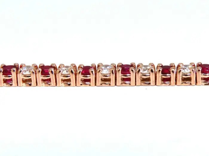 Ruby and Diamond Tennis Bracelet, Sterling Silver or Gold, July Birthstone