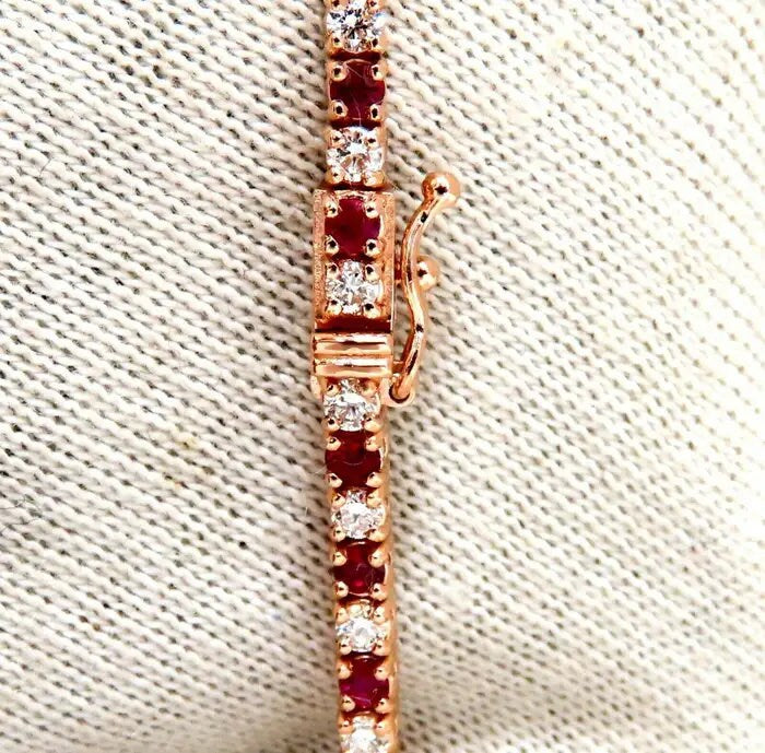 Ruby and Diamond Tennis Bracelet, Sterling Silver or Gold, July Birthstone