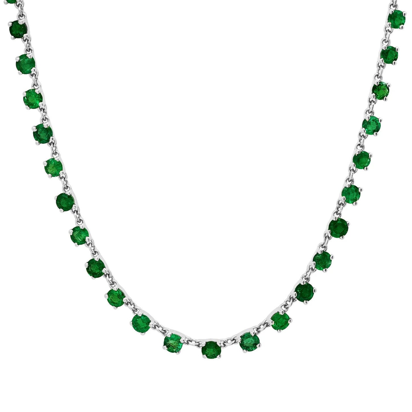 3MM Emerald Chain Necklace, Emerald Chain Necklace in Silver Gold Plated, Emerald Necklace, Gift For Her, Gift For Mom, Silver Gift