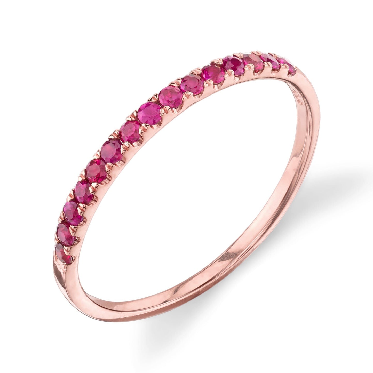 Natural Ruby Half Eternity Band, Micro Pave Ruby Eternity Band, White Gold or Yellow Gold Ruby Band 1.5MM Ruby Pave Band, Gift For Her