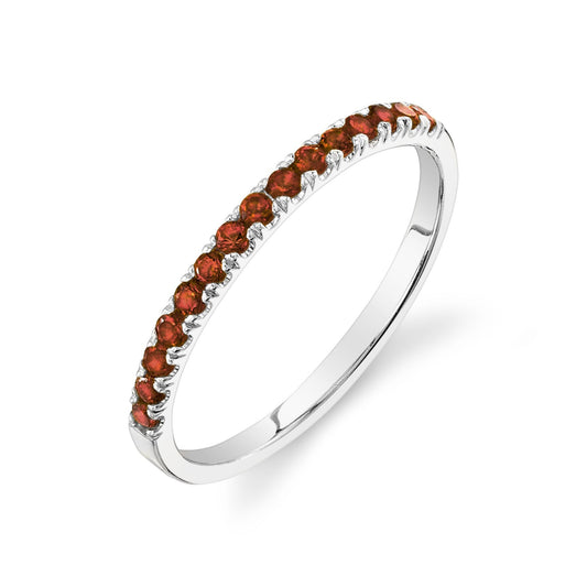 Garnet Pave Half Entry Band, Garnet Pave Band 1.5mm Half Eternity Ring, Garnet Wedding Band, Anniversary Guard Ring, January Birthstone