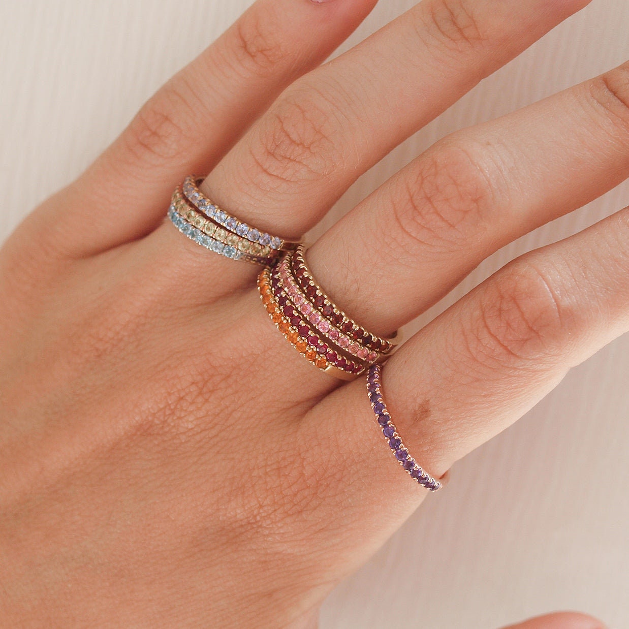 Garnet Pave Half Entry Band, Garnet Pave Band 1.5mm Half Eternity Ring, Garnet Wedding Band, Anniversary Guard Ring, January Birthstone