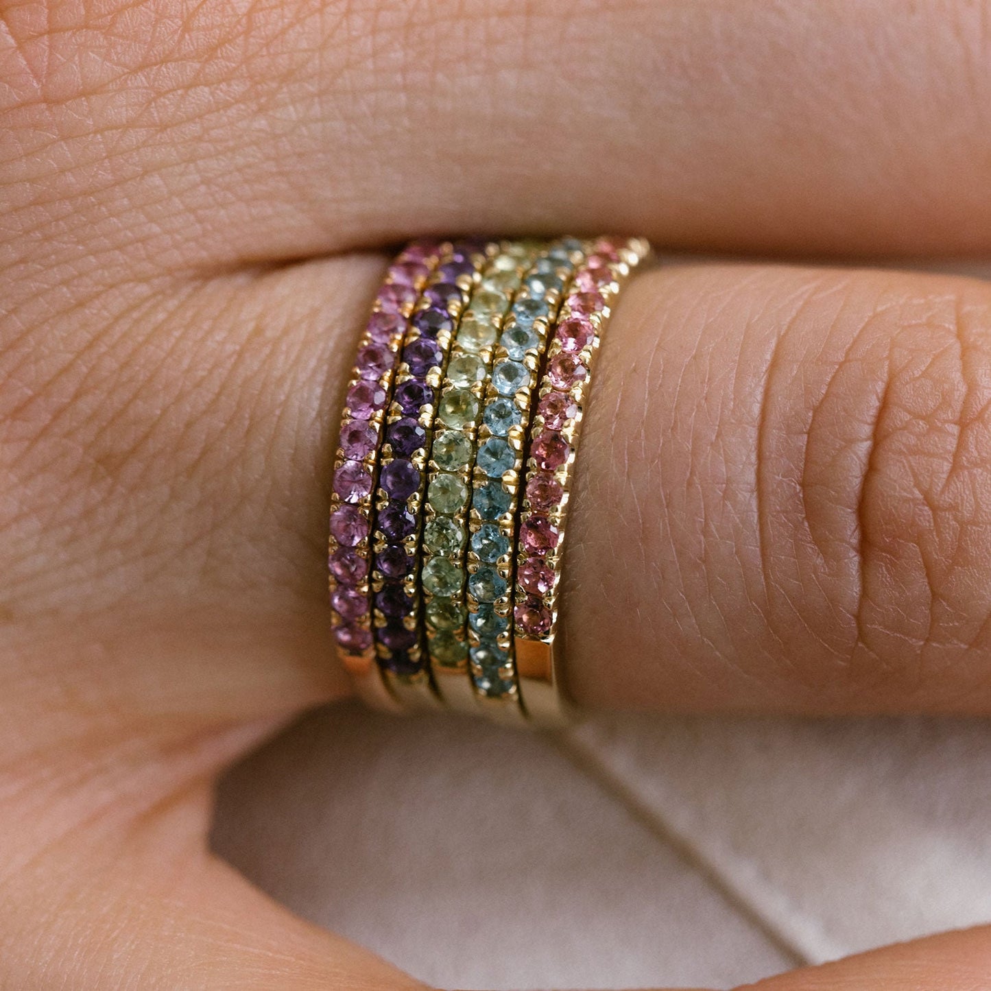 Aquamarine Band, Half Eternity Band, Stacking Matching Band, Engagement band, Anniversary Ring, March Birthstone Ring, Half Eternity Band