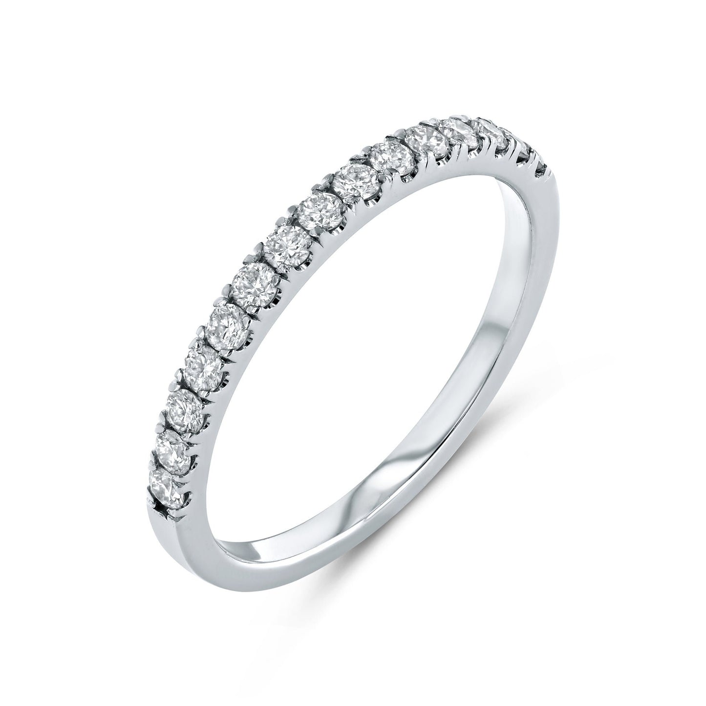 Micro Pave Eternity Diamond Wedding Ring, 1.5 MM Half Eternity Band, Dainty Stackable Band, Anniversary Gift, Half Eternity Diamond Band