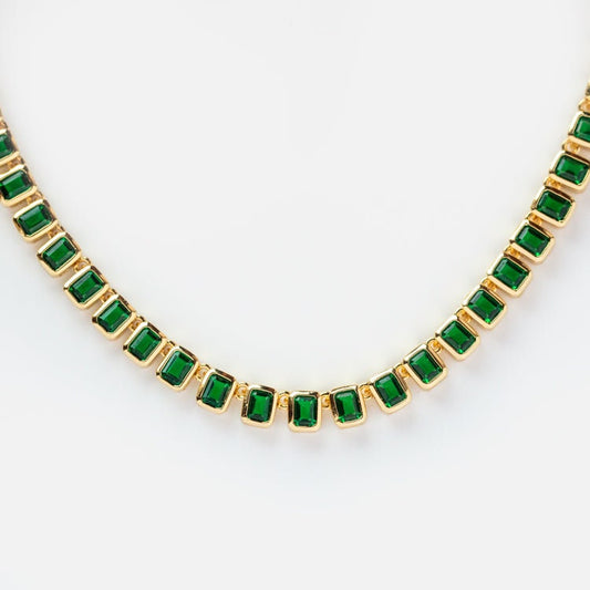 Emerald Necklace, Dainty Bezel Setting Necklace,Minimalist Necklace, Pendant Necklace, Statement Necklace, Gift for Her May Birthstone