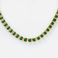 Emerald Necklace, Dainty Bezel Setting Necklace,Minimalist Necklace, Pendant Necklace, Statement Necklace, Gift for Her May Birthstone