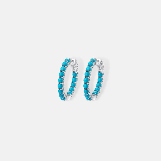 Turquoise Huggie Earrings, Turquoise Hoop Earrings, Boho style Hoops, Huggie Earrings, Hoop Earrings, December Birthstone Gift Gift for Mom