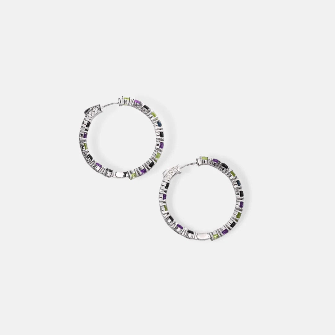 Rainbow Earrings, Rainbow Huggie Earrings, Multi-Color Huggie Hoop Earrings, Multi-Color Small Hoop Earrings, Colorful Huggie Hoop Earrings