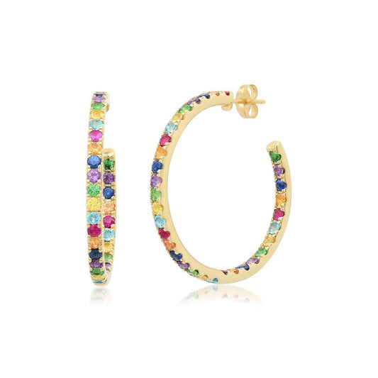 Rainbow Party Hoop Earrings, Diamond Rainbow Huggie Earrings, Rainbow Huggies, Gold Tiny Hoops, Dainty Hoops, Silver Small Hoop Earrings