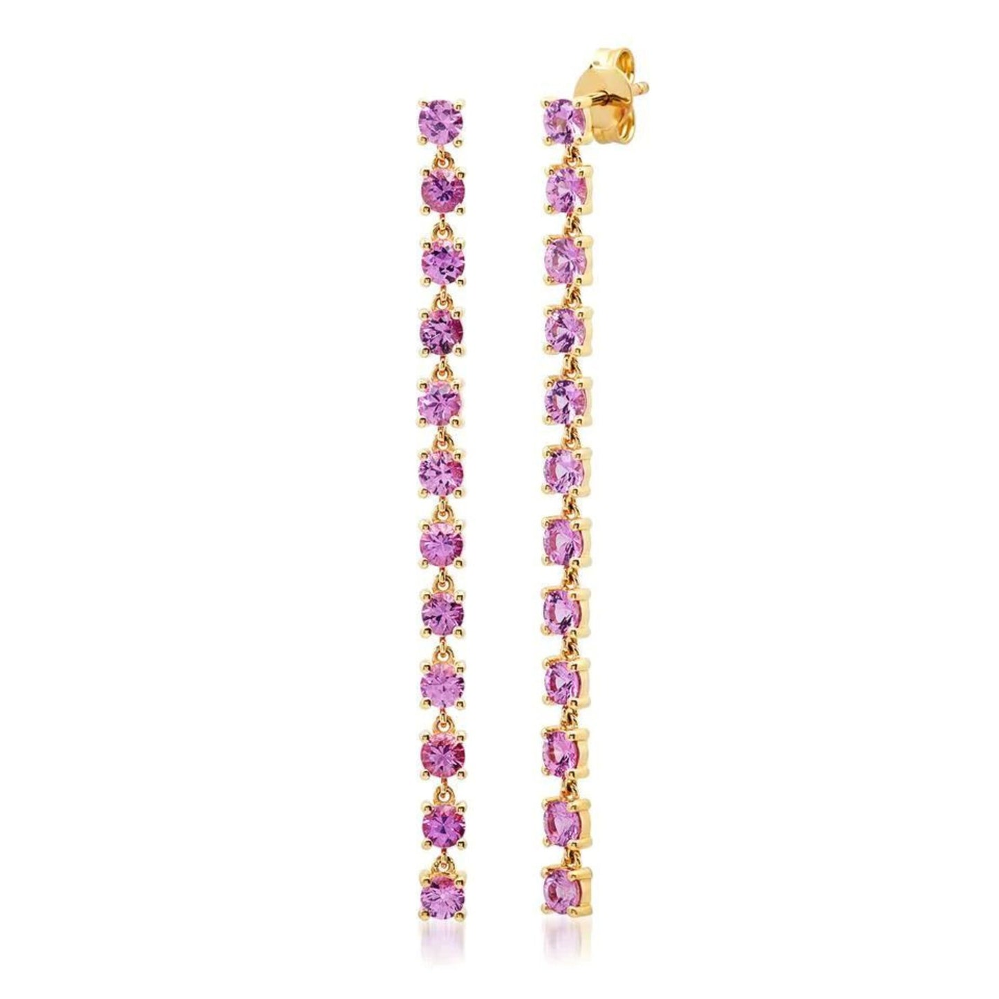 pink sapphire link silver earrings Natural pink sapphire prong set earrings gold 2.5mm Pink Gemstone link earrings Gemstone for Girls Women