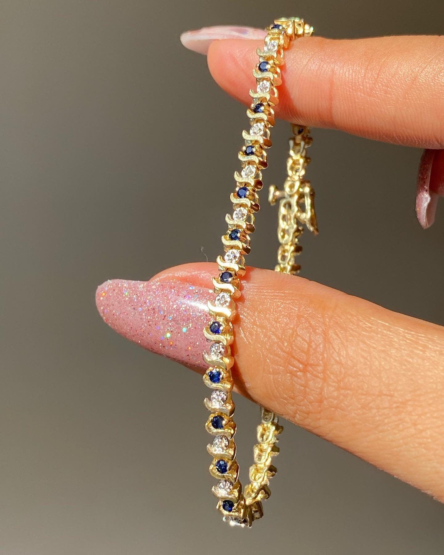 Sapphire and Diamond Bracelet, Prong Setting Alternating Diamond and Sapphire Tennis Bracelet, September Birthstone, Gift For Her Bracelets