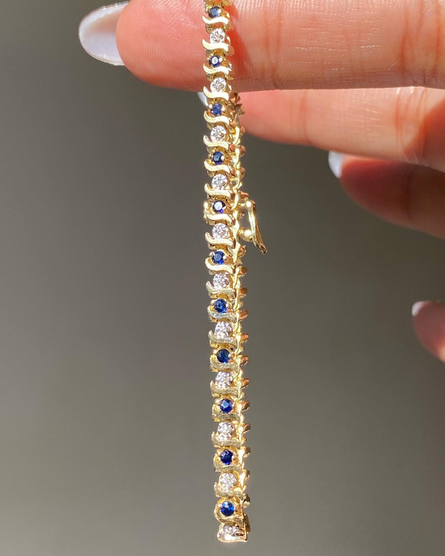 Sapphire and Diamond Bracelet, Prong Setting Alternating Diamond and Sapphire Tennis Bracelet, September Birthstone, Gift For Her Bracelets