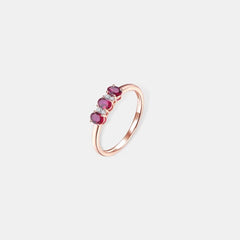 Oval Ruby Three Stone Ring in 925 Sterling Silver | July Birthstone & Anniversary Gift