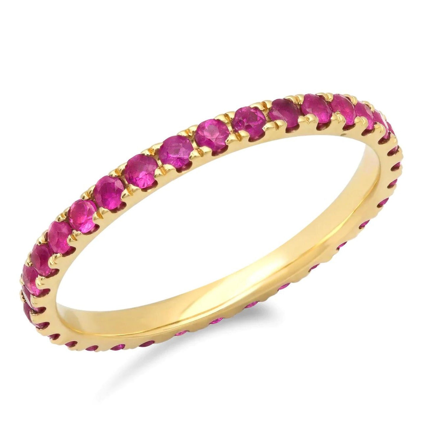 Natural 2MM Ruby Eternity Band - Micro Pave Ruby Eternity Band Available as 14k Rose Gold, White Gold or Yellow Gold