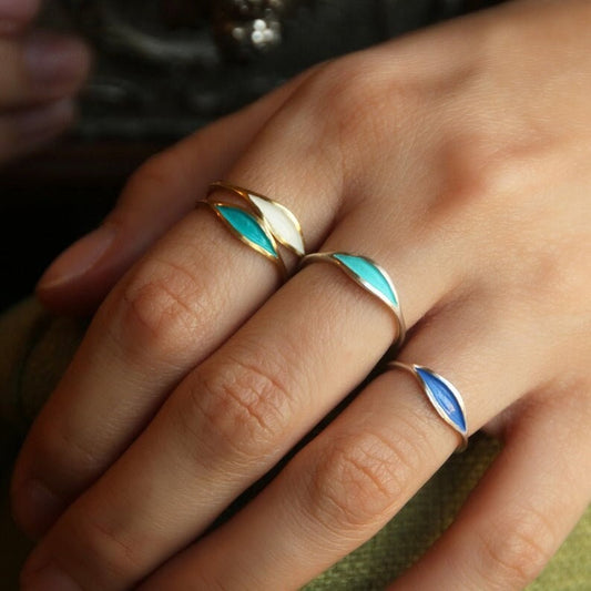 Enamel Stacking Ring in 14k Solid Gold for Women,Solid Gold Enamel Ring, Thin Enamel Band Ring, Colorful Enamel Ring, Multicolor Enamel Band