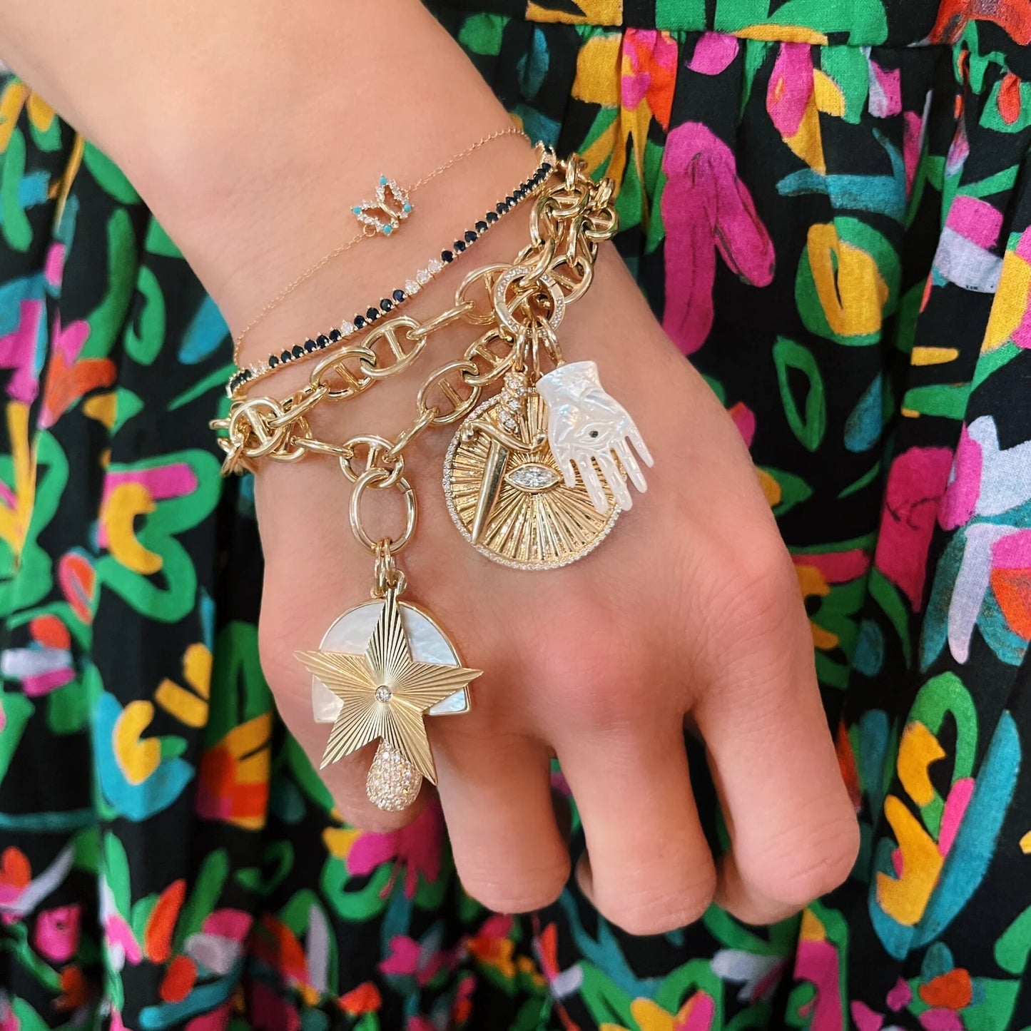 Blue Sapphire & Alternate Diamond Tennis Bracelets in Silver Gold Plated Gift For Her Diamond Bracelets Gold Tennis Bracelet Mom Gift