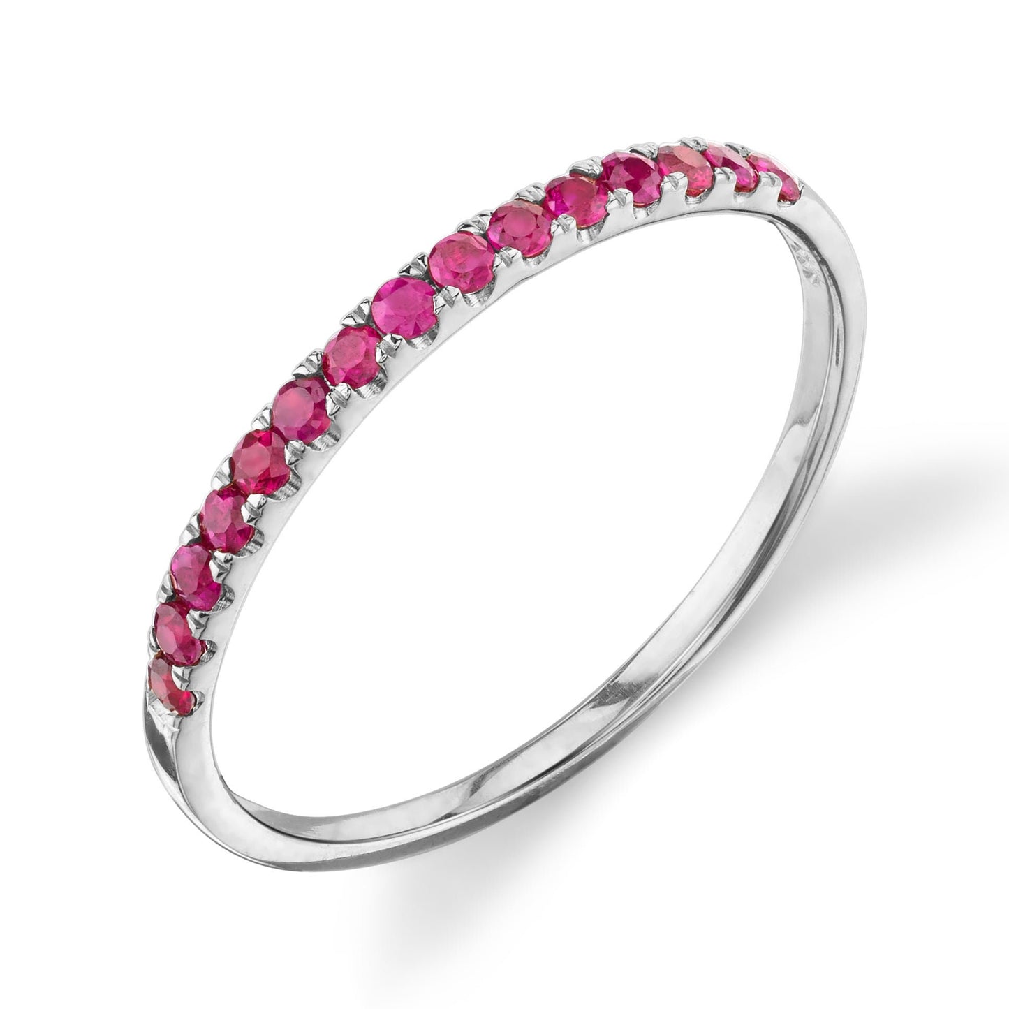 Natural Ruby Half Eternity Band, Micro Pave Ruby Eternity Band, White Gold or Yellow Gold Ruby Band 1.5MM Ruby Pave Band, Gift For Her