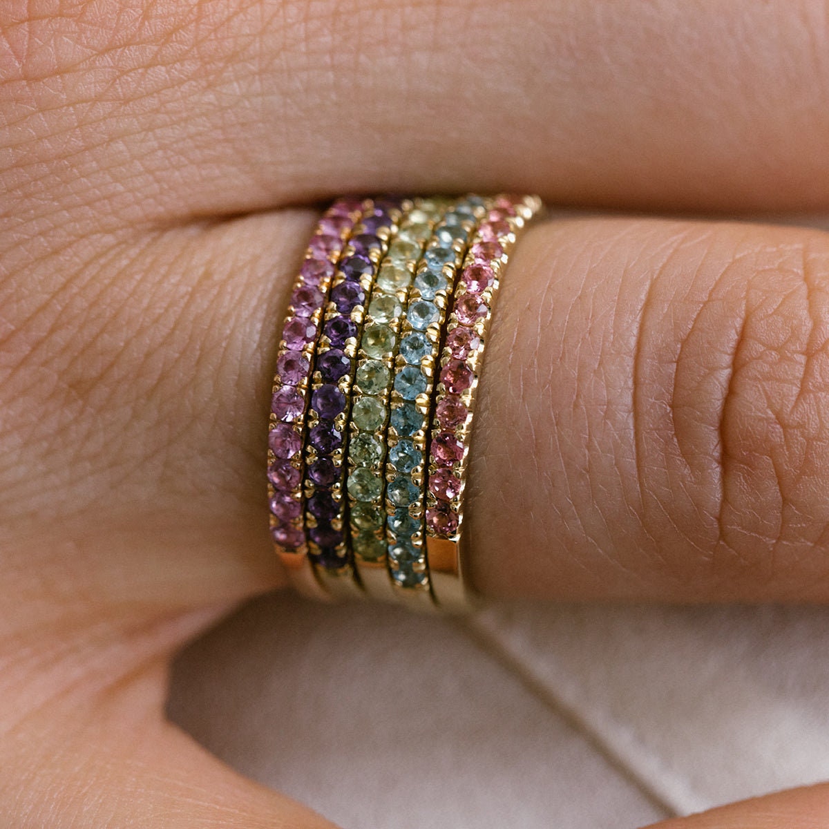 Natural Ruby Half Eternity Band, Micro Pave Ruby Eternity Band, White Gold or Yellow Gold Ruby Band 1.5MM Ruby Pave Band, Gift For Her