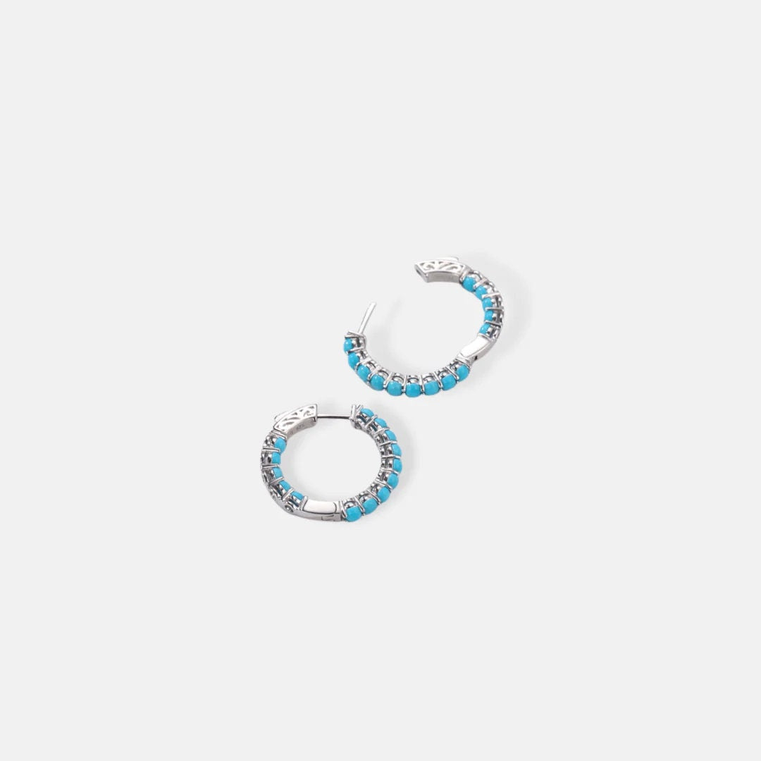 Turquoise Huggie Earrings, Turquoise Hoop Earrings, Boho style Hoops, Huggie Earrings, Hoop Earrings, December Birthstone Gift Gift for Mom