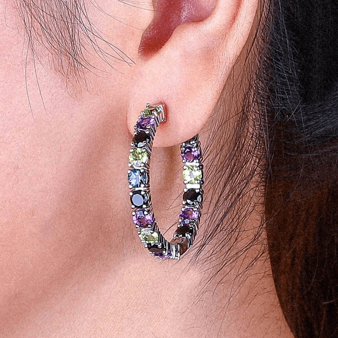 Rainbow Earrings, Rainbow Huggie Earrings, Multi-Color Huggie Hoop Earrings, Multi-Color Small Hoop Earrings, Colorful Huggie Hoop Earrings