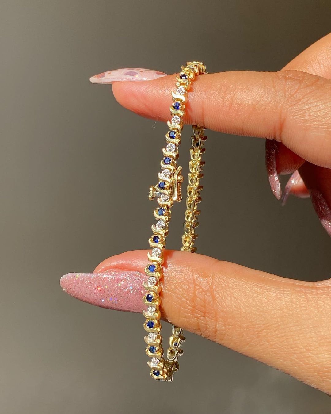 Sapphire and Diamond Bracelet, Prong Setting Alternating Diamond and Sapphire Tennis Bracelet, September Birthstone, Gift For Her Bracelets