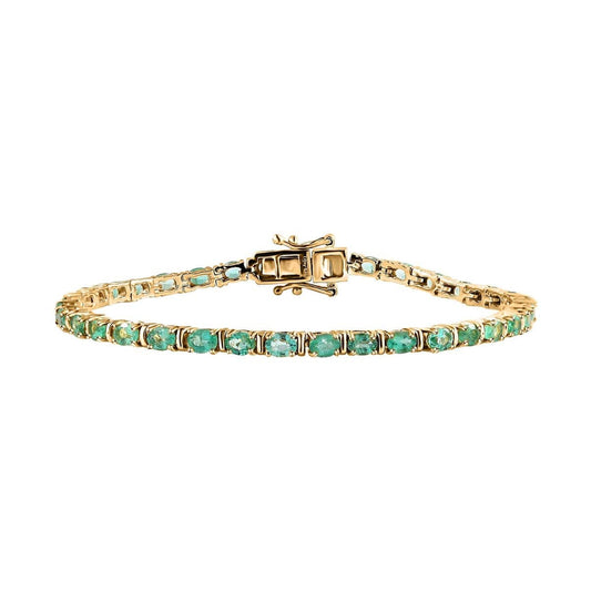 Emerald Tennis Bracelet: 14k Yellow Gold Prong Set Gemstone Bracelet