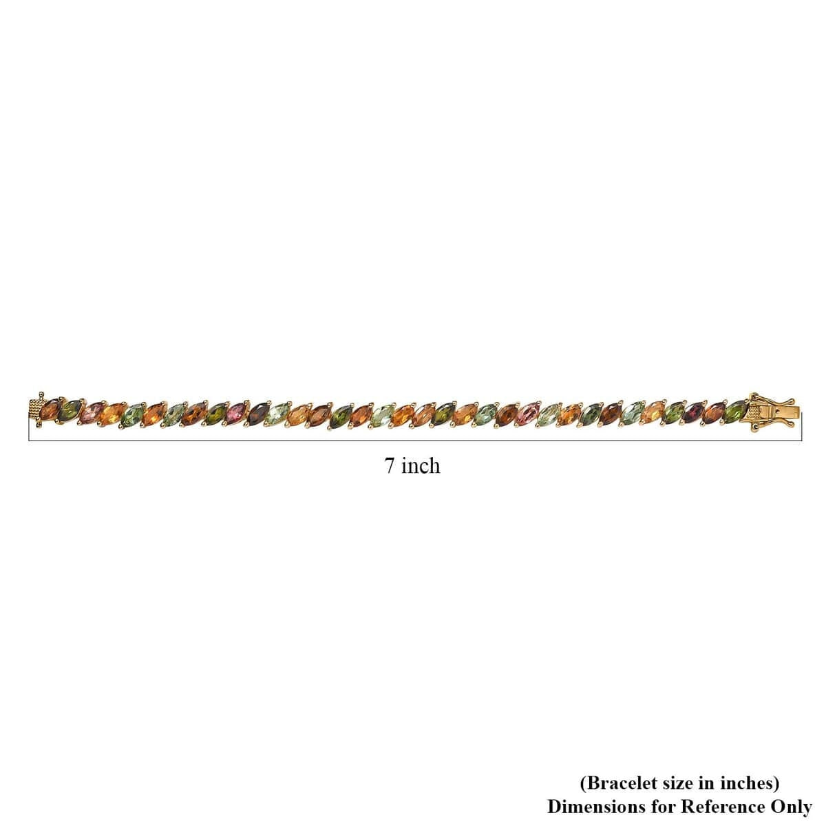 Multi-Tourmaline Tennis Bracelet: Vermeil Yellow Gold Over Sterling Silver