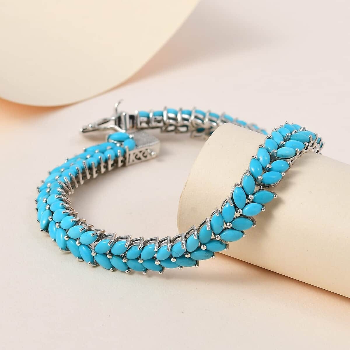 Sleeping Beauty Turquoise Bracelet: Platinum Over Sterling Silver Tennis Bracelet