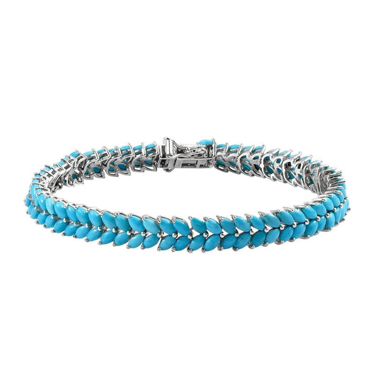 Sleeping Beauty Turquoise Bracelet: Platinum Over Sterling Silver Tennis Bracelet