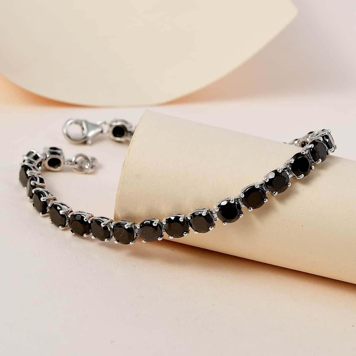 Elite Shungite Tennis Bracelet in Platinum Over Sterling Silver, Silver Tennis 9.10 ctw Bracelets, Wedding Bracelet For Gift For Her