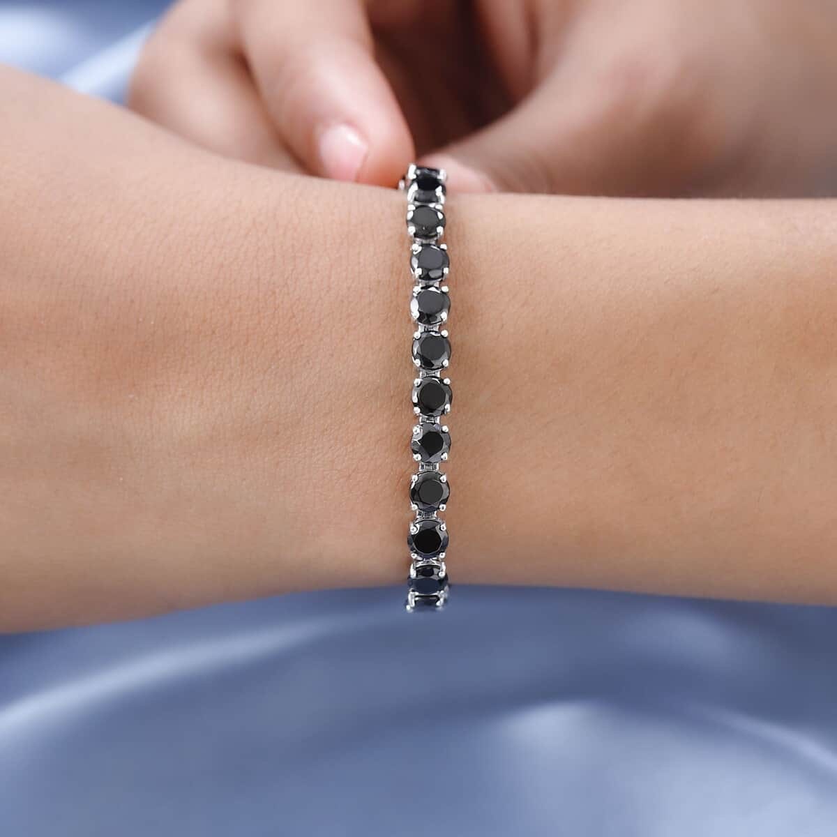 Elite Shungite Tennis Bracelet in Platinum Over Sterling Silver, Silver Tennis 9.10 ctw Bracelets, Wedding Bracelet For Gift For Her