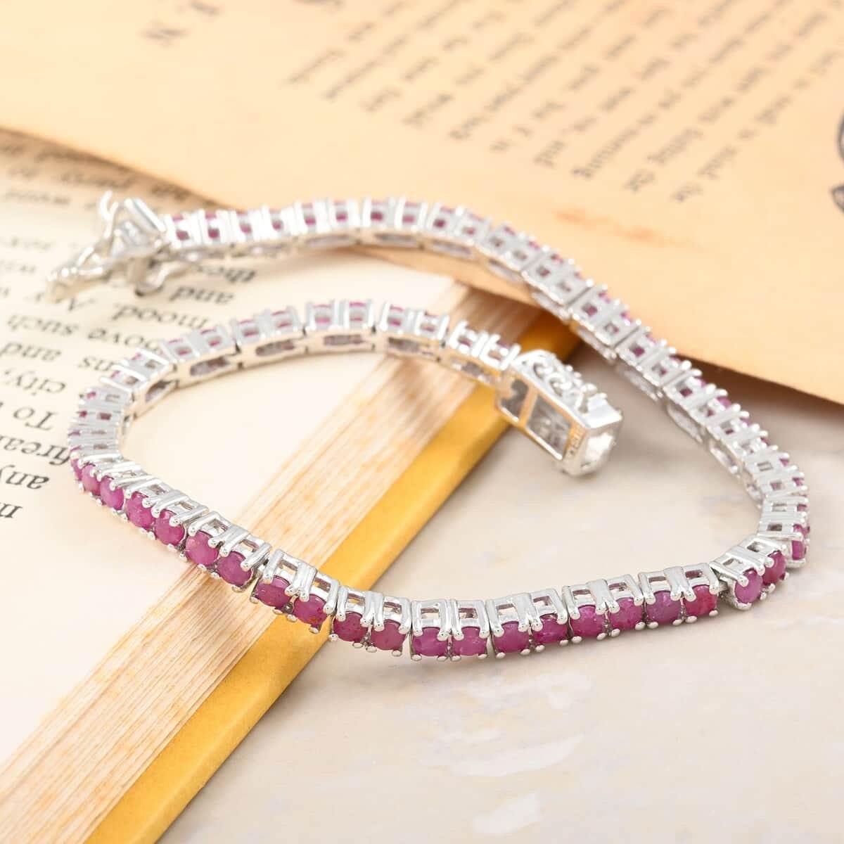 Ruby Tennis Bracelet in Platinum Bond 4.90 ctw, Beautiful Ruby Chain Bracelet, Anniversary Gifts For Her,Beautiful Tennis Chain