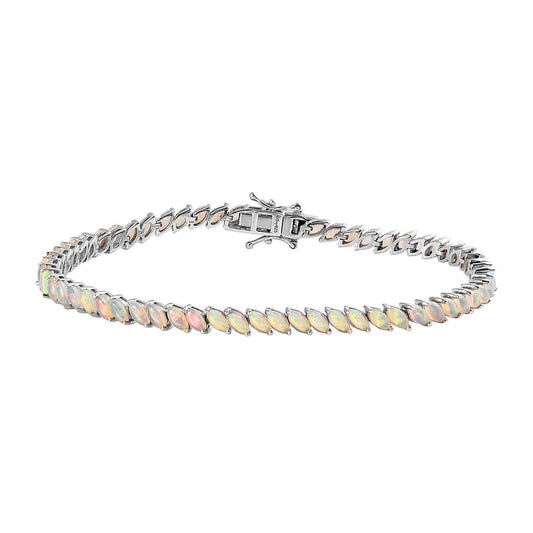 Elegant Opal Tennis Bracelet, White Opal Bracelet, October Birthstone, Dainty Opal Bracelet, Opal Bracelet Bridal Bracelet, Gift for Her