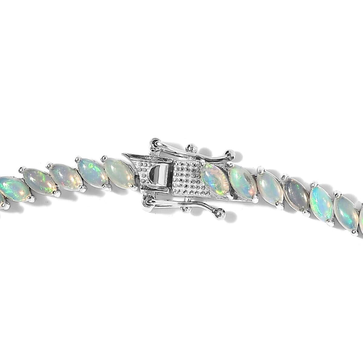 Natural Ethiopian Welo Opal Tennis Necklace, 925 Sterling Silver, October Birthstone