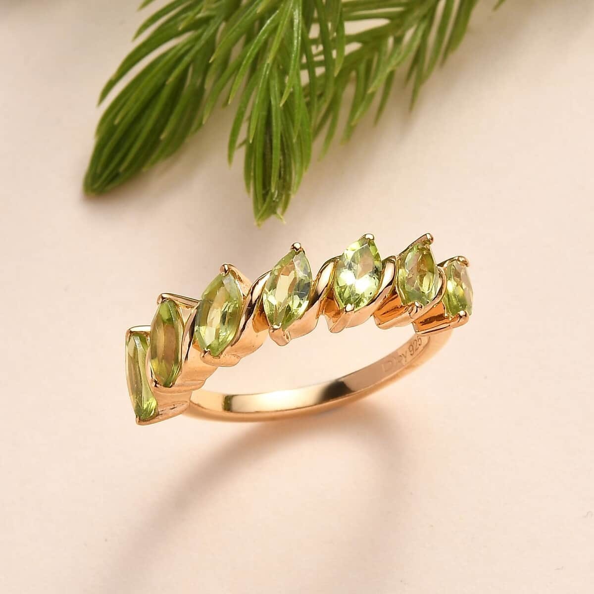 14k Gold Peridot Ring: Marquise August Birthstone Ring