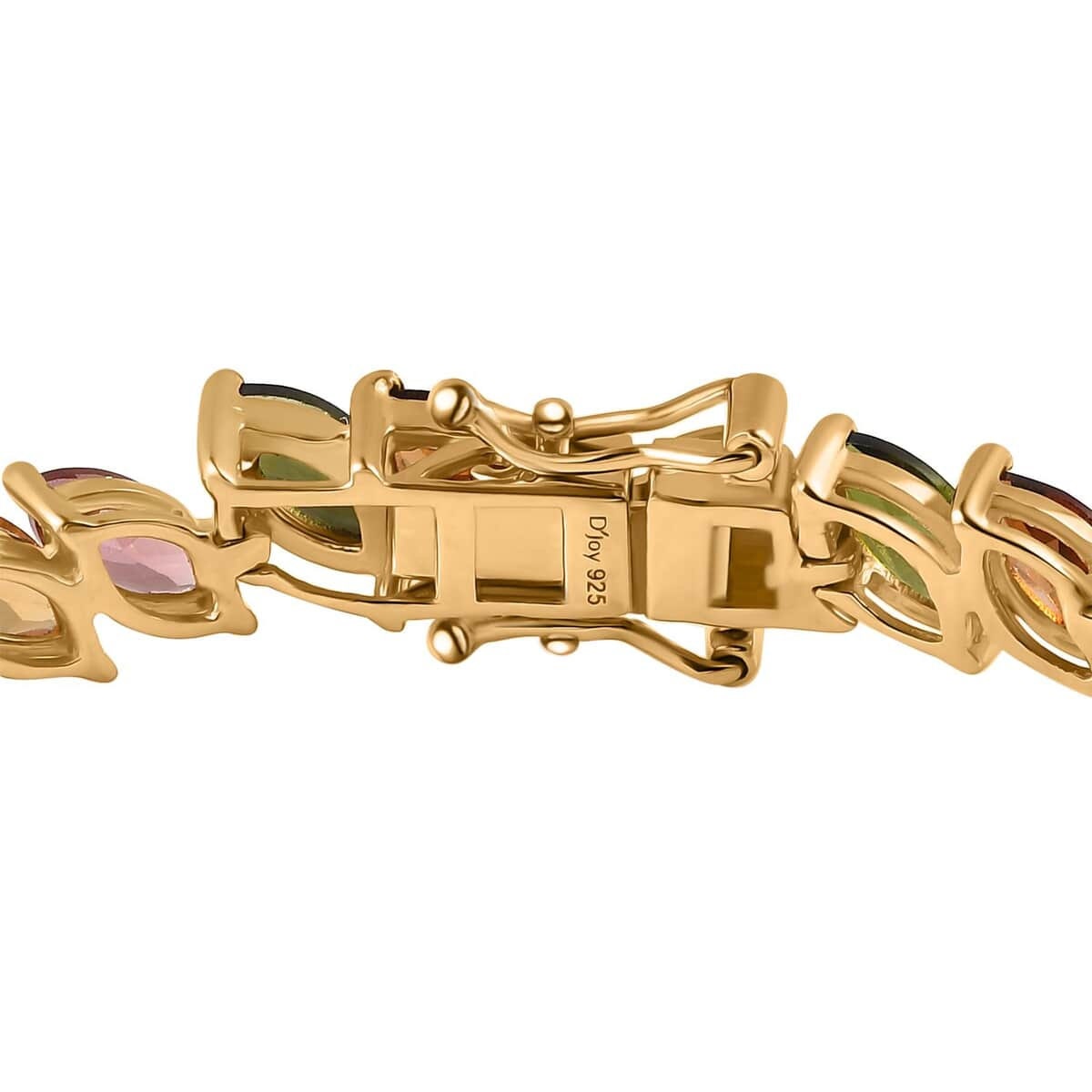 Multi-Tourmaline Tennis Bracelet: Vermeil Yellow Gold Over Sterling Silver